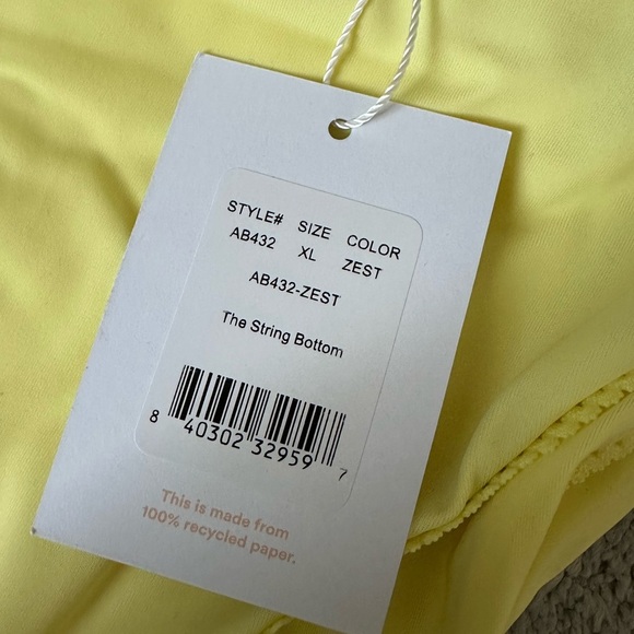 Andie Swim The String Bottom in Zest Yellow Size XL Sustainable Bikini Bottom - Picture 3 of 7